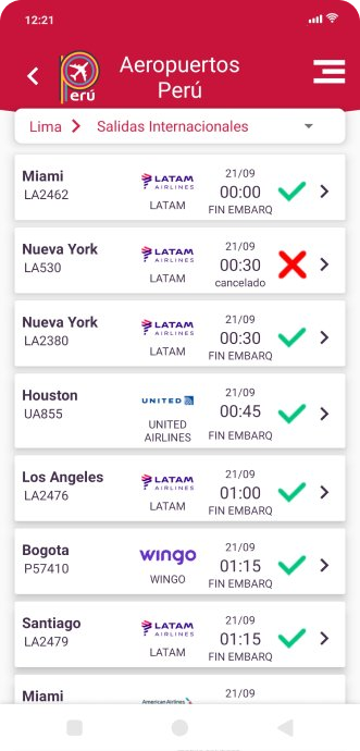 Listado de Salidas de Vuelos Internacionales