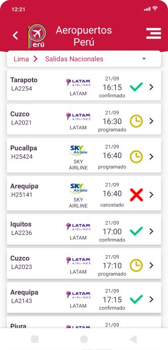 Listado de Salidas de Vuelos Nacionales